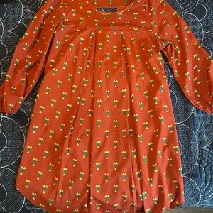 Orange Dress with Geometric Pattern